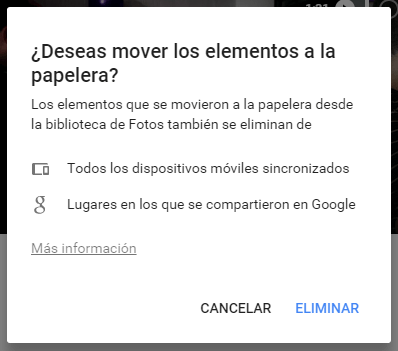 Deseas mover los elementos a la papelera