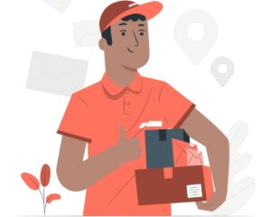 Mensajero entregando paquetes